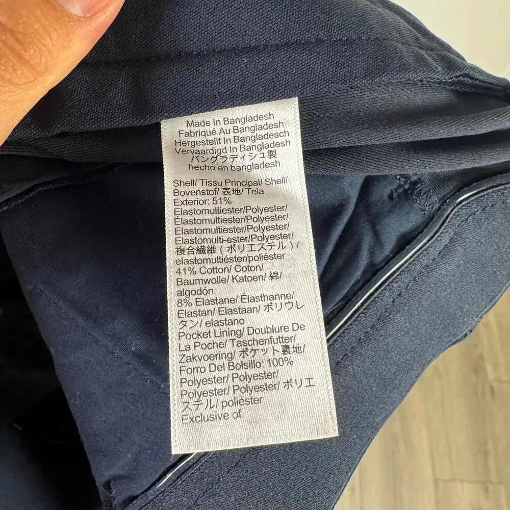 J.Crew 484 Slim-Fit Tech Pants Mens 33x32 Blue Silicone Shirt Gripper Zip Pocket